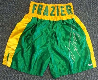 Joe Frazier Signed Custom Silk Boxing Trunks (PSA/DNA)