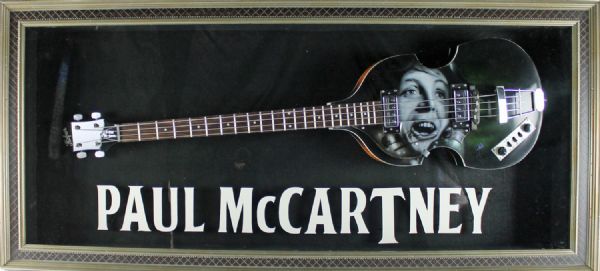 The Beatles: Paul McCartney Left-Handed Hofner Bass Guitar Autograph Display with Custom Airbrush Artwork (Epperson/REAL)