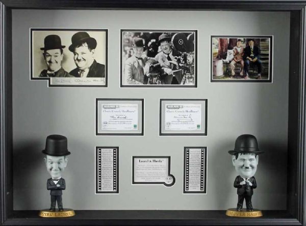 Laurel & Hardy Signed Photo in Custom Box Framed Display (PSA/DNA)