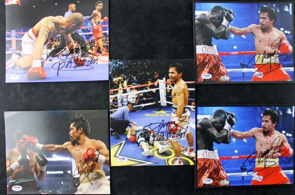 Manny Pacquiao Lot of 5 Signed 8x10 Photos (PSA/DNA)