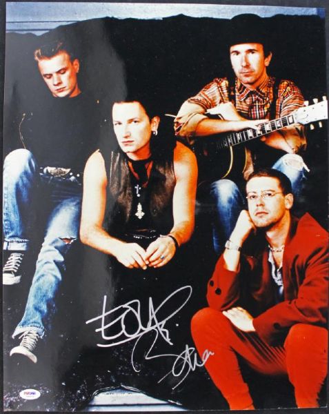 U2 Edge and Bono Signed 16x20 Photo PSA/DNA