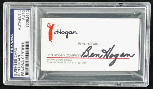 Ben Hogan Signed Encapsulated Business Card (PSA/DNA)