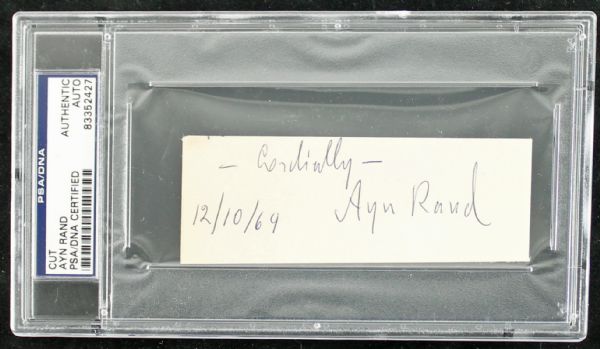 Ayn Rand Signed Encapsulated Cut Signature (PSA/DNA)
