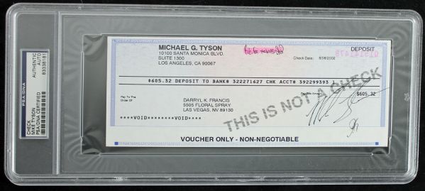 Mike Tyson Signed Encapsulated Bank Deposit (PSA/DNA)