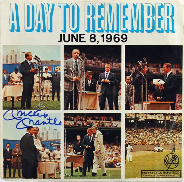Mickey Mantle Signed "A Day to Remember" Retirement Speech LP (PSA/DNA)