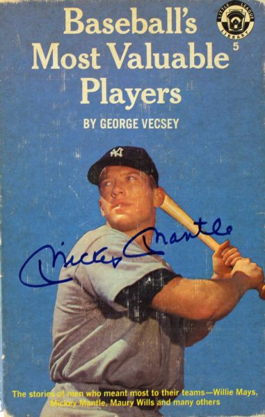 Mickey Mantle Signed "Baseballs Most Valuable Players" Hard Book Cover (PSA/DNA)