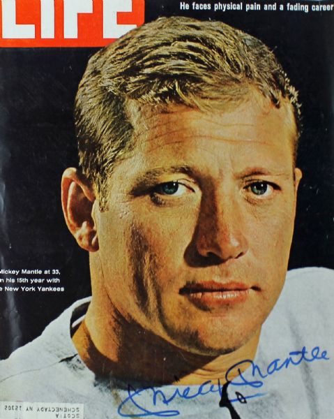 Mickey Mantle Signed Trimmed Life Magazine (PSA/DNA) 