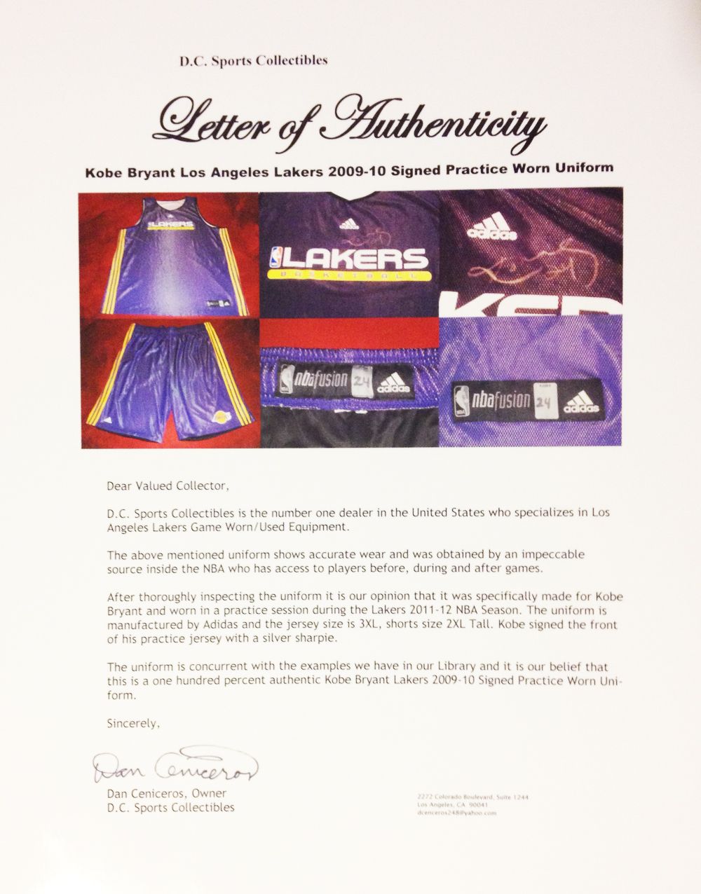 Lot Detail - 2000-01 Los Angeles Lakers Player-Worn & Autographed  Reversible Practice Jersey Attributed To Kobe Bryant (JSA • DC Sports LOA)