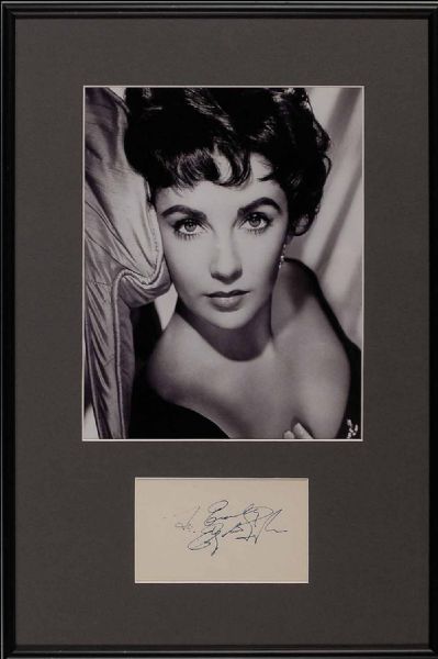 Elizabeth Taylor Vintage Ink Signature in Custom Framed Display (PSA/DNA)