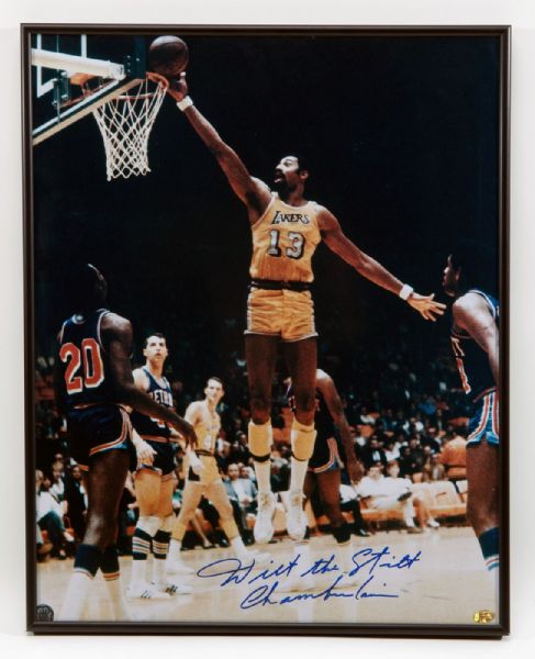 Wilt Chamberlain Signed & Framed 16" x 20" Color Photo with "The Stilt" Inscription (PSA/DNA)