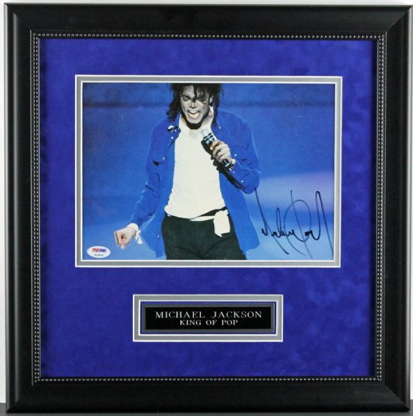 Michael Jackson Signed 8" x 10" Photo in Custom Framed Display (PSA/DNA)