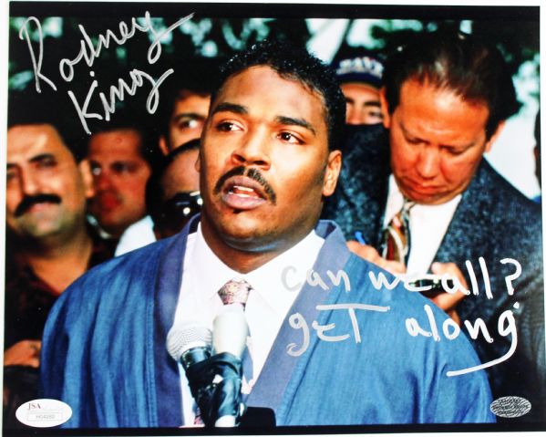 Rodney King Signed 8" x 10" Color Photo with "Cant We All Get Along?" Inscription (JSA)