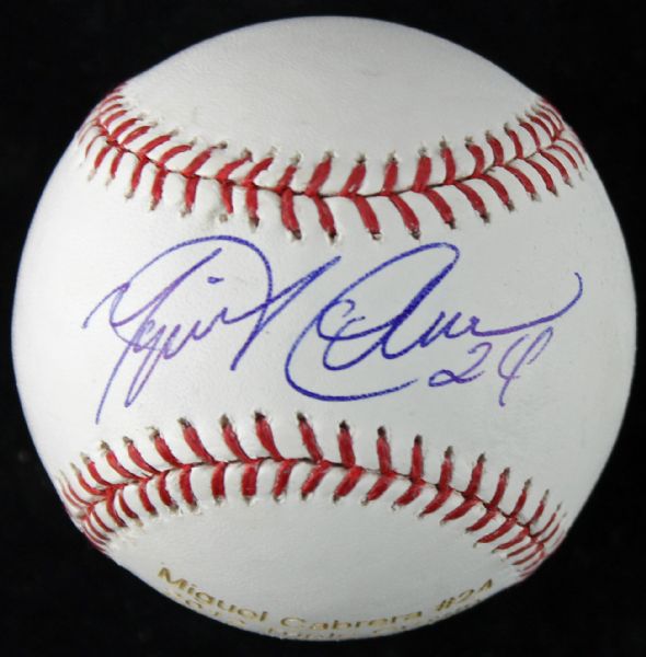 Miguel Cabrera Signed OML Baseball with Commemorative Triple Crown Engraving (PSA/DNA)