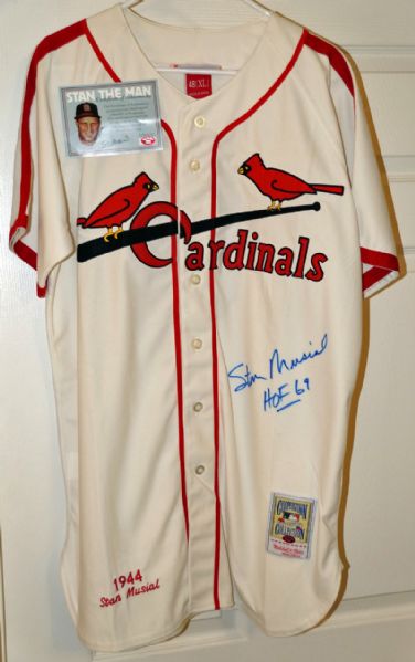 Lot Detail - Stan Musial Signed Mitchell & Ness 1944 St. Louis Cardinals  Vintage Style Jersey (Stan The Man COA)