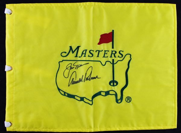 Jack Nicklaus & Arnold Palmer Rare Dual Signed UNDATED Masters Pin Flag (JSA)