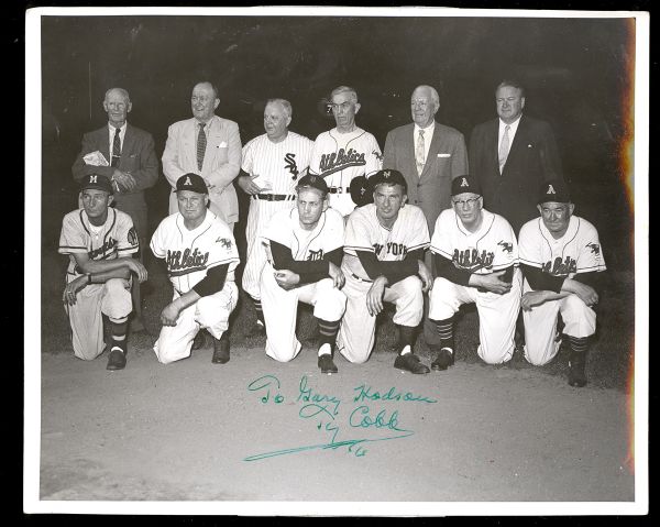 Ty Cobb Signed Original Vintage 8" x 10" Press Photo w/Speaker, Foxx, etc. (PSA/DNA)