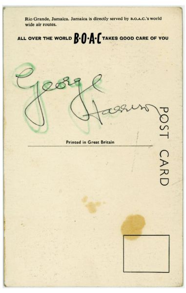 Vintage George Harrison Signed B.O.A.C Postcard (REAL/Epperson & Tracks)
