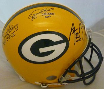 Green Bay Packers Super Bowl MVPs Signed & inscribed Proline Helmet w/ Rodgers, Starr & Howard (JSA & Tri-Star)
