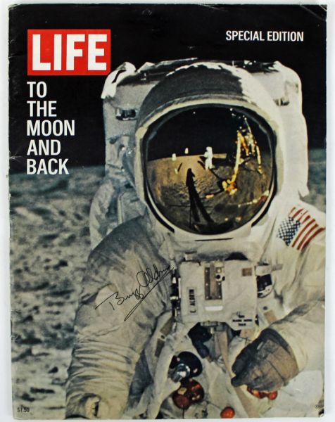 Buzz Aldrin Unique Triple Signed 1969 LIFE Special Edition Magazine (JSA)