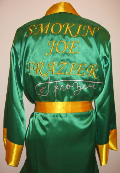 Joe Frazier Signed Personal Model Silk Boxing Robe with Signing Photo (ASI)