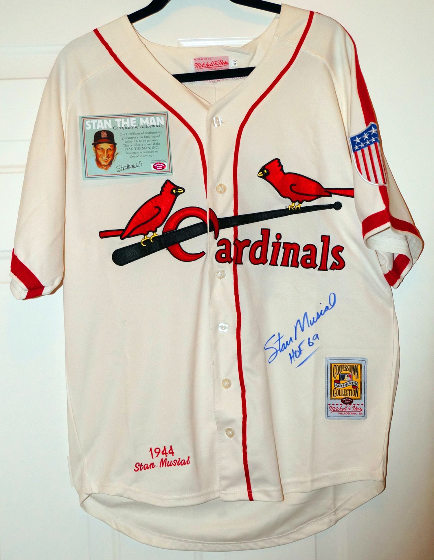 Lot Detail - Stan Musial Signed Mitchell & Ness 1944 St. Louis Cardinals Vintage Style Jersey ...