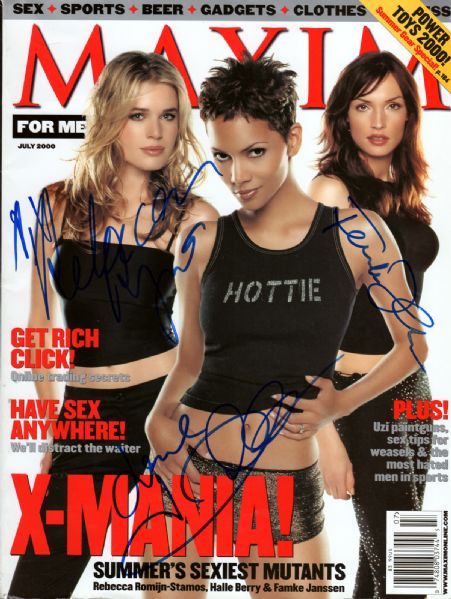 Halle Berry, Rebecca Romijn Stamos & Famke Janssen Signed Maxim Magazine (PSA/DNA)