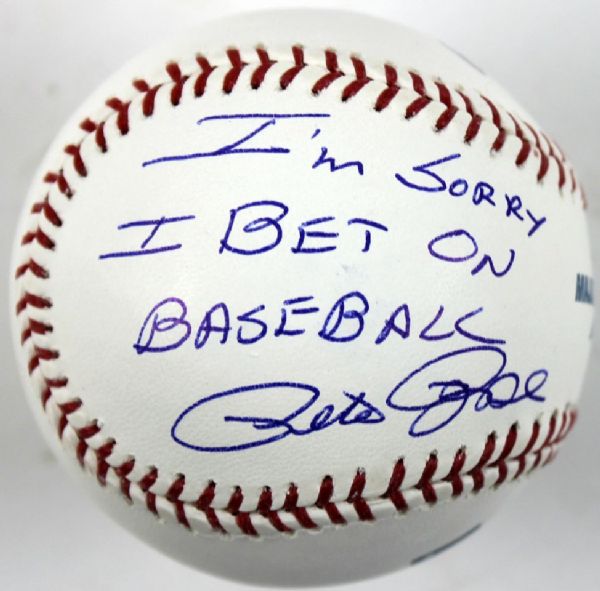 Pete Rose Signed "Im Sorry I Bet on Baseball" OML Selig Baseball (PSA/DNA)