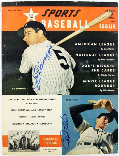 Joe DiMaggio & Ralph Kiner Signed Spring 1951 "Sports Baseball Issue" Magazine (PSA/DNA)