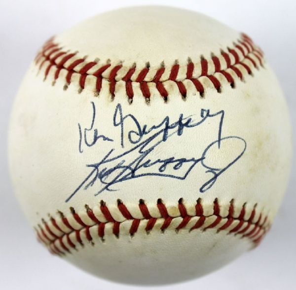 Ken Griffey Jr./Ken Griffey Sr. Signed OAL (Brown) Baseball (PSA/DNA)