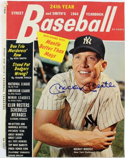 Mickey Mantle Signed 1964 Street & Smiths Baseball Cover (PSA/DNA)