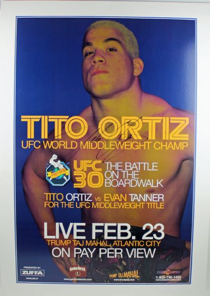 Rare UFC 30 Tito Ortiz Signed Original Matted Fight Poster (PSA/DNA)
