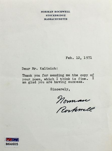 Norman Rockwell Signed Letter (PSA/DNA)