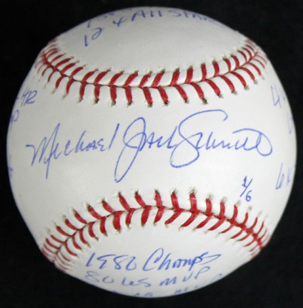 Limited Edition Mike Schmidt Full Name Signed OML Baseball w/ 12 Stats (MLB & Steiner)