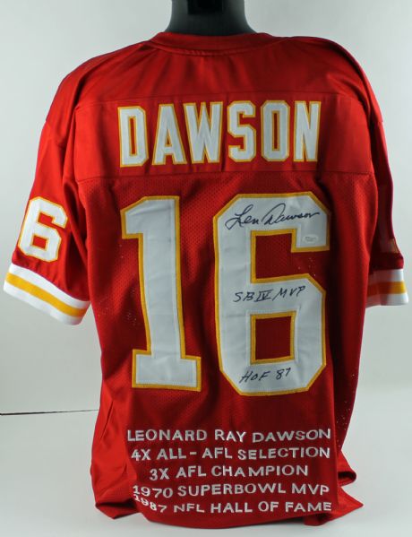 Len Dawson Signed Pro-Style Chiefs Stat Jersey (JSA)