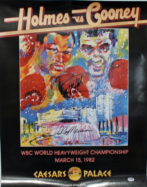 Leroy Neiman & Larry Holmes Signed Fight Poster (PSA/DNA)