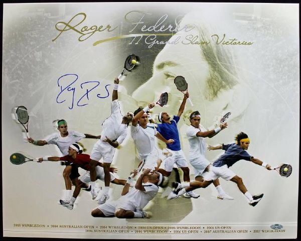 Roger Federer Signed 16 x 20 Glossy Photo (STEINER)