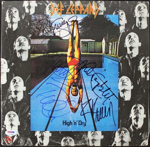 Def Leppard Group Signed "High N Dry" Record Album (PSA/DNA)