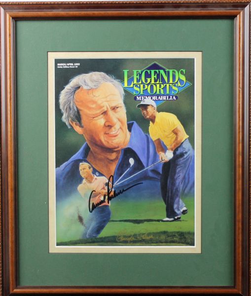 Arnold Palmer & Artist Signed 1993 Legends Sports Memorabilia Cover in Framed Display (PSA/DNA)