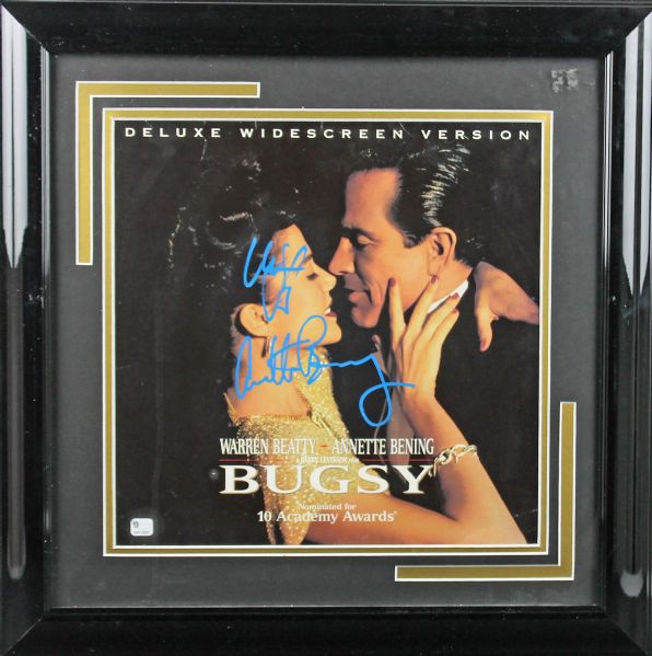 Warren Beatty & Annette Bening Signed "Bugsy" Laser Disc Cover in Framed Display (Global)