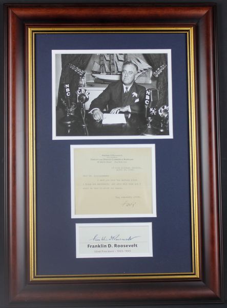 Franklin D. Roosevelt Typed Letter Signed as VP of Fidelity Company of Maryland in Beautiful Framed Display (PSA/DNA)