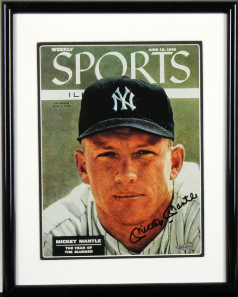 Mickey Mantle Signed 1956 Sports Illustrated Magazine Cover Display (UDA)