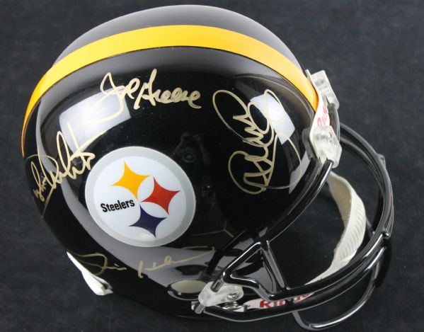 Pittsburgh Steelers "The Steel Curtain" Signed Pittsburgh Steelers Full Sized Pro-line Football Helmet (JSA)