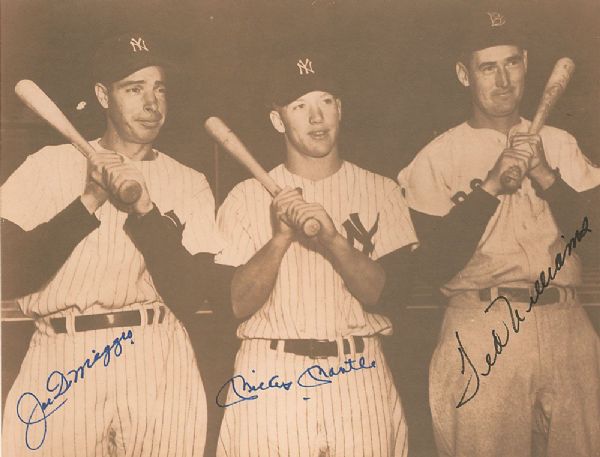Mickey Mantle, Joe DiMaggio & Ted Williams Rare Signed 11" x 14" Large Format Photograph (PSA/DNA)