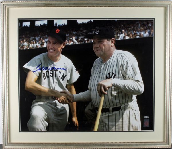 Ted Williams signed 20" x 24" Glossy Photo with Babe Ruth (Green Diamond)