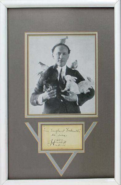 Harry Houdini Terrific Ink Signature & Inscription in Custom Framed Display (JSA)