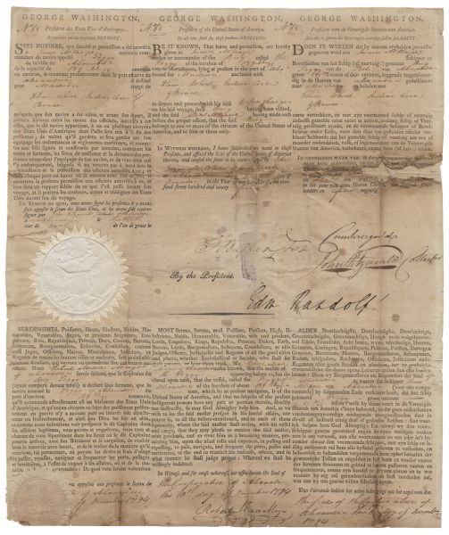 President George Washington Signed Three-Language Ships Papers as President (PSA/DNA)