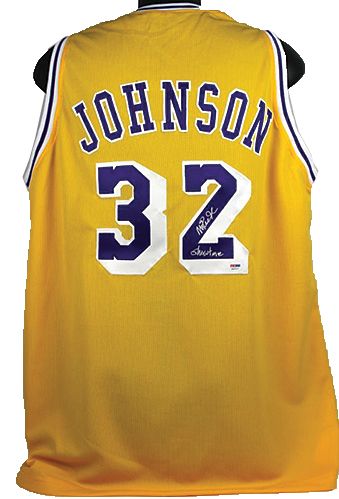Magic Johnson "Showtime"  Signed Los Angeles Lakers Basketball Jersey (PSA/DNA)