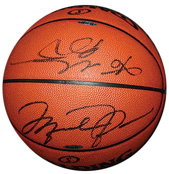 Michael Jordan & Kobe Bryant Dual Signed NBA Leather Game Model Basketball (UDA)