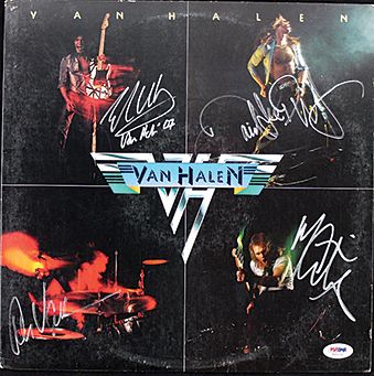 Van Halen (4) Eddie, Alex, Roth & Anthony Signed "Van Halen" Album Cover W/ Vinyl (PSA/DNA)