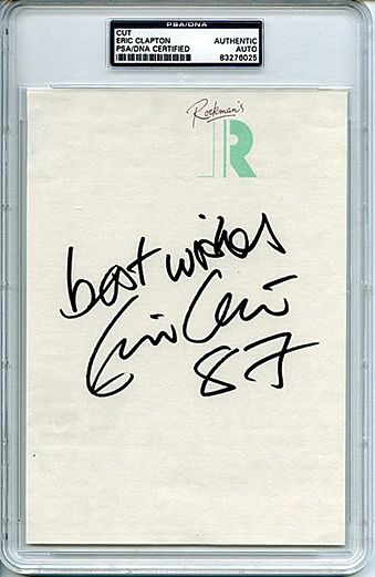 Eric Clapton  Signed & Dated 5.75"x8" Sheet with Choice Autograph (PSA/DNA Encapsulated)